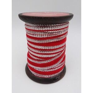 Martha Stewart 10 yds RED VELVET Ribbon w/Silver Metallic Trim 9/16" wide